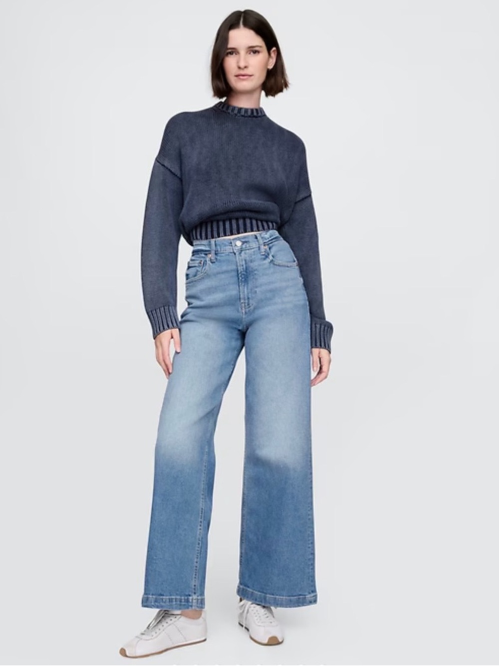 Gap Women’s High Stride Wide-Leg Ankle Jeans NWT Size 27 Long